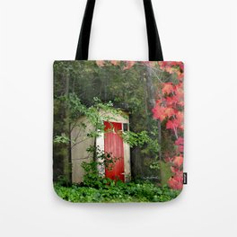 The Red Outhouse Door Tote Bag