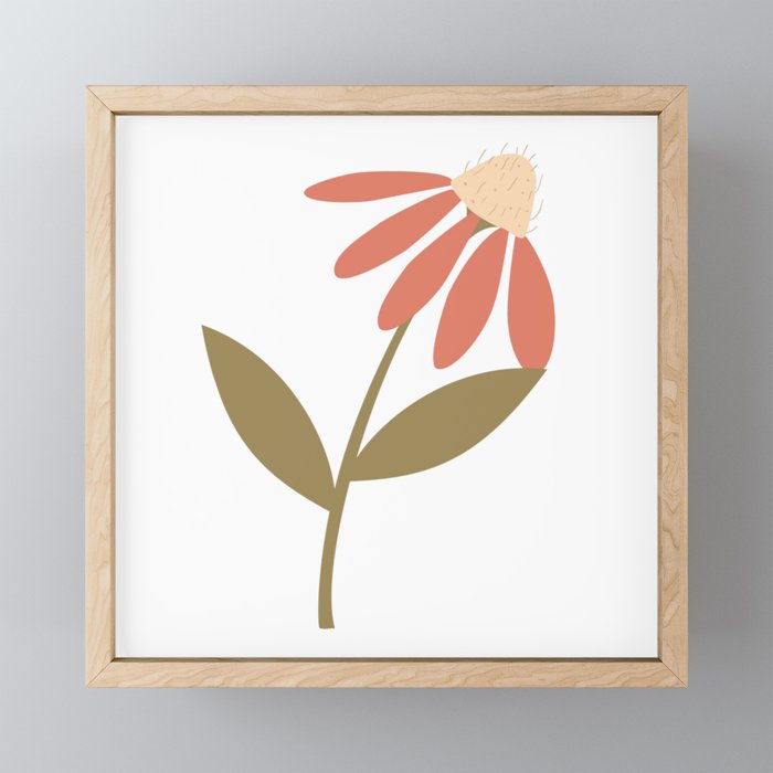 Echinacea olive green single flower Framed Mini Art Print