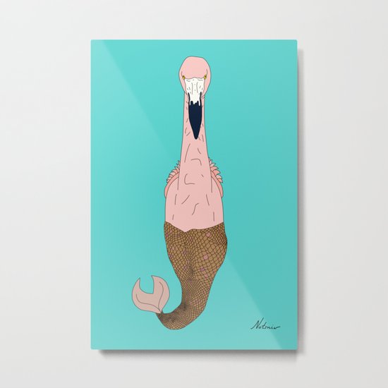 Mer Pink Flamingo Metal Print
