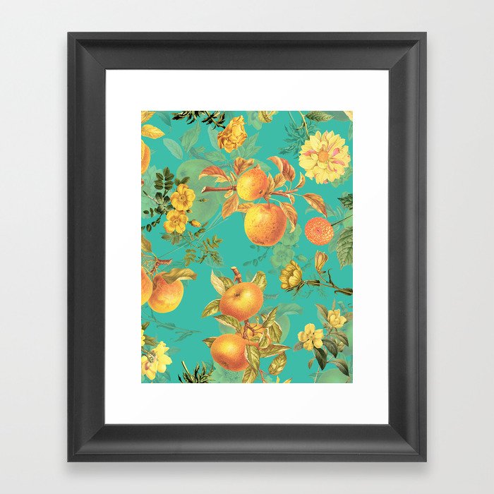Vintage & Shabby Chic - Summer Golden Apples Flowers Garden Framed Art Print