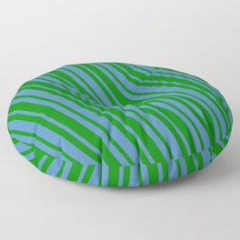 [ Thumbnail: Blue and Green Colored Lines Pattern Floor Pillow ]