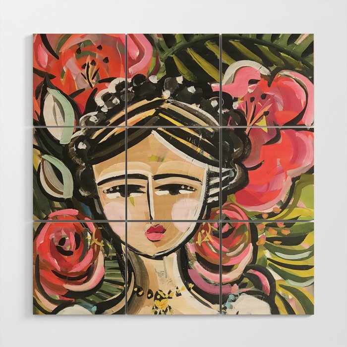 Portrait Mexican Girl Face Art Wood Wall By Devinepaintings