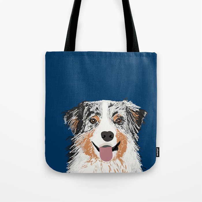 Australian Shepherd blue merle cute pet portrait dog person must have gifts for aussie owner  Tote Bag