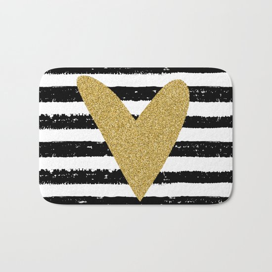 Heart on stripes Bath Mat
