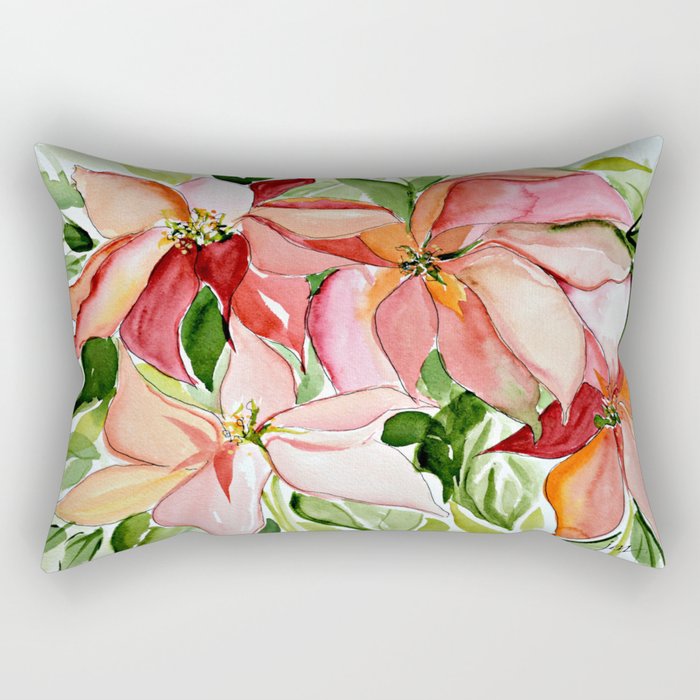 Pink Poinsettias Rectangular Pillow