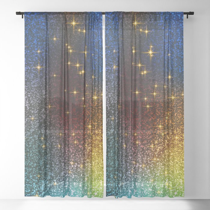 Navy Blue and Gold  Sparkle Glitter,Luxury,Shine,Girly,Glam,Trendy,Aesthetic, Sheer Curtain