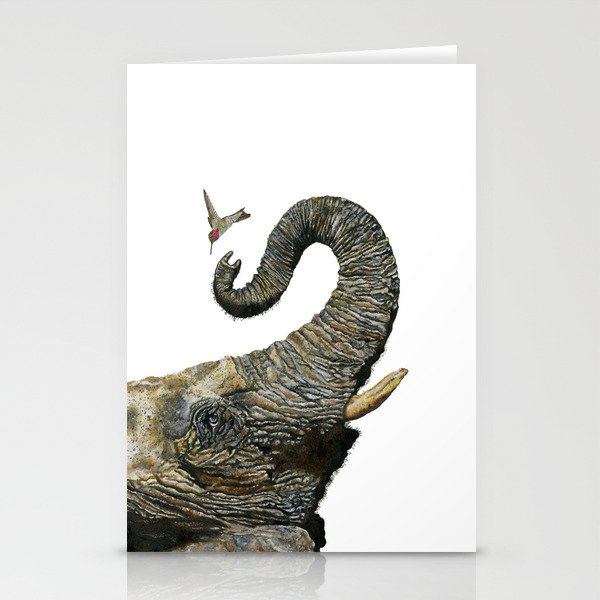 Elephant Cyril And Hummingbird Ayre 2 Stationery Cards