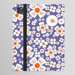 Mini Modern Periwinkle and Orange Daisy Flowers iPad Folio Case