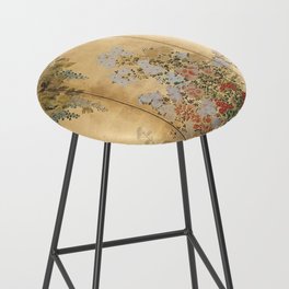 Japanese Edo Period Six-Panel Gold Leaf Screen - Spring and Autumn Flowers Bar Stool