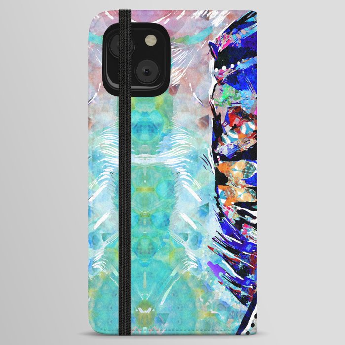 Colorful Blue Feather Art - Wild Blue Feather iPhone Wallet Case