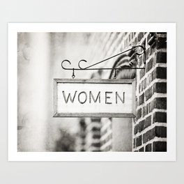 Ladies Room, Women's Restroom Sign Art, Black and White Bathroom Photo Art Print
