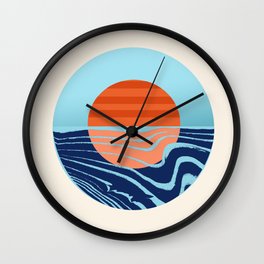 Sweetness - retro minimal 70s style throwback sunset sunrise ocean socal art Wall Clock