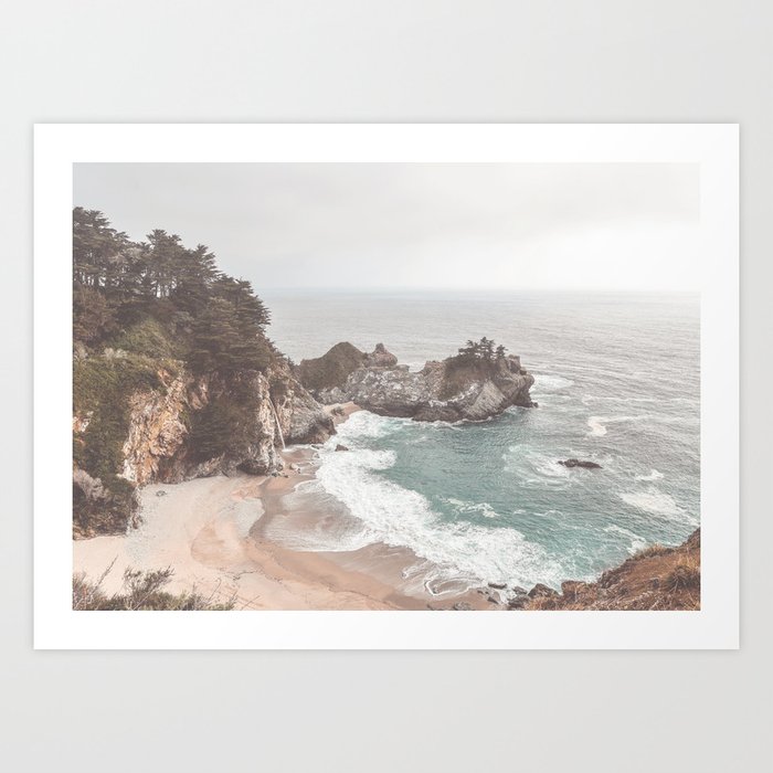 Big Sur Kunstdrucke | Fotografie, Farbe, Big-sur, Waterfall, California, Travel-photo, Mcway-falls, Strand, Beach-photo, Beach-landscape
