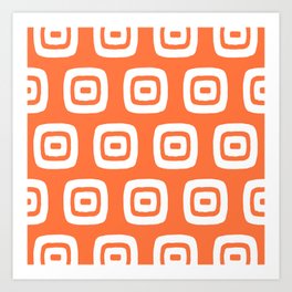 Mid Century Modern Geometric Pattern 726 Orange and White Art Print