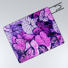 Pink Purple Heart Shape Leaves Pattern  Picnic Blanket