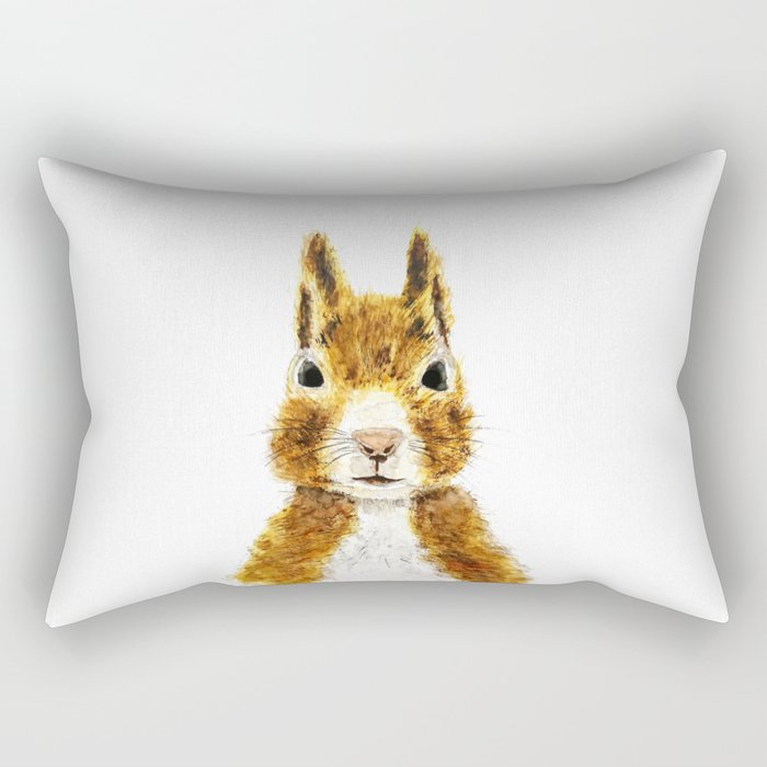 cute little squirrel watercolor Rectangular Pillow