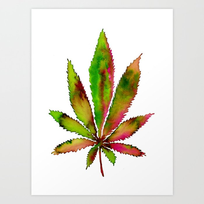 Watercolor Weed Leaf Art Print By Zeichenbloq Society6