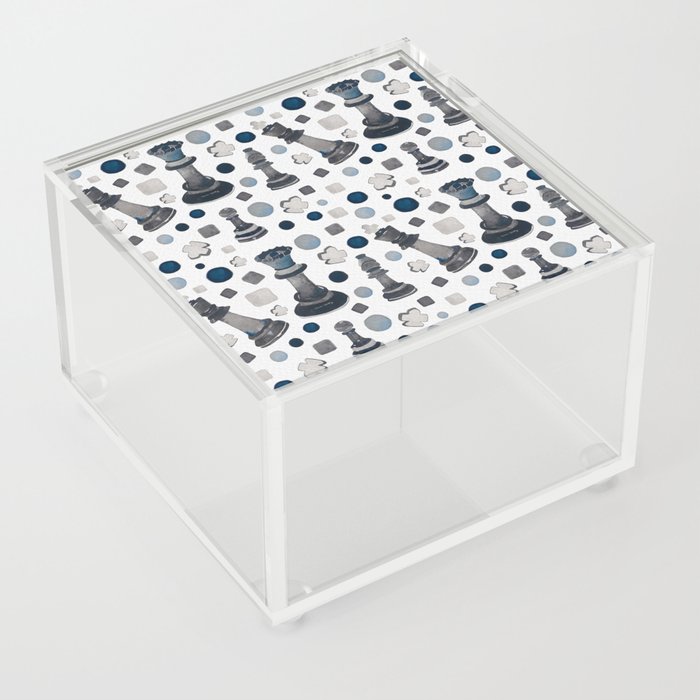 Four Moves to Checkmate - Black Gray & Navy Acrylic Box