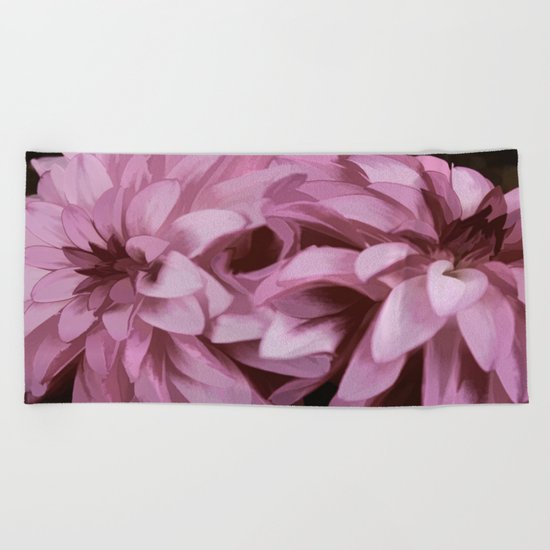 Just The Two Of Us - Painterly Dahlias Beach Towel