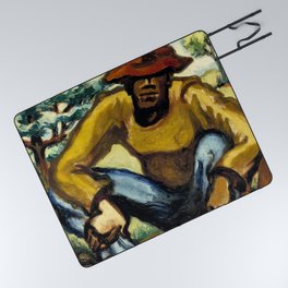 African American Masterpiece 'Resting' portrait painting by Claude Clark Picnic Blanket
