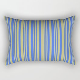 [ Thumbnail: Dark Khaki & Royal Blue Colored Striped Pattern Rectangular Pillow ]