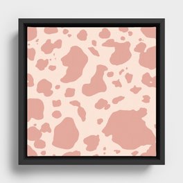 Cowhide Cow Pattern Pink Boho Abstract Framed Canvas