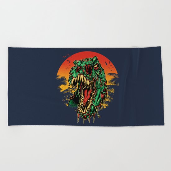 Zombie T-Rex Beach Towel