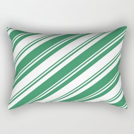 [ Thumbnail: Sea Green & White Colored Lined Pattern Rectangular Pillow ]