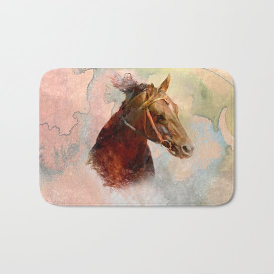 Horse in Water Color Splash Bath Mat