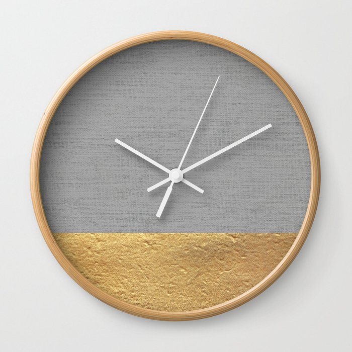 Color Blocked Gold & Grey Wall Clock