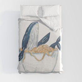 Humpback whale spaghetti watercolor painting Duvet Cover