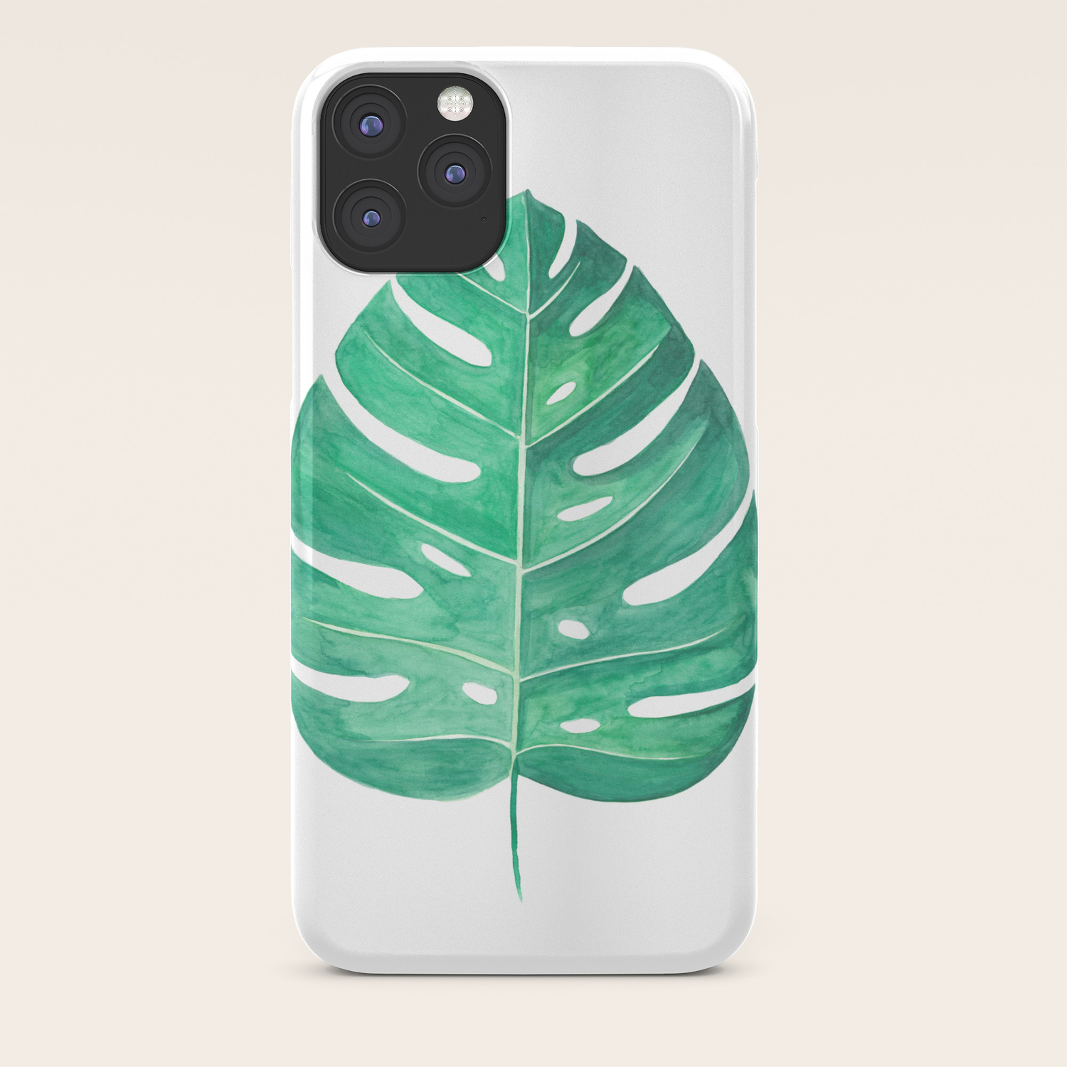 Monstera Leaf 2 Watercolor Painting Iphone Case By Ccartstudio