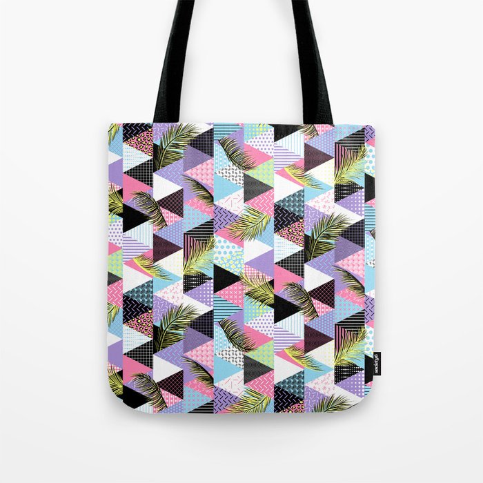 Memphis Style Triangle Palm Pattern – Pastel Tote Bag
