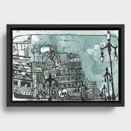 Gloomy Cityscape Framed Canvas