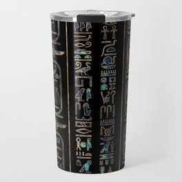Egyptian hieroglyphs pattern Gold Abalone Travel Mug