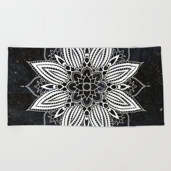 Flower Mandala in the Stars Beach Towel