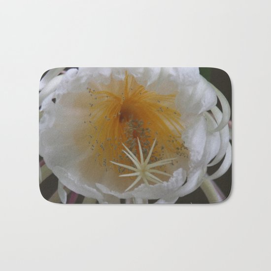 Surprise on the balcony - Queen of the Night (Epiphyllum Oxypetalum) Bath Mat