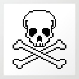 Pixel Skull And Crossbones. Art Print