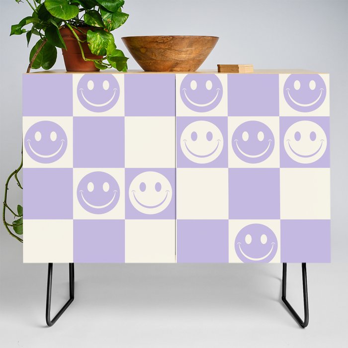 Lilac Smiley Gingham Credenza
