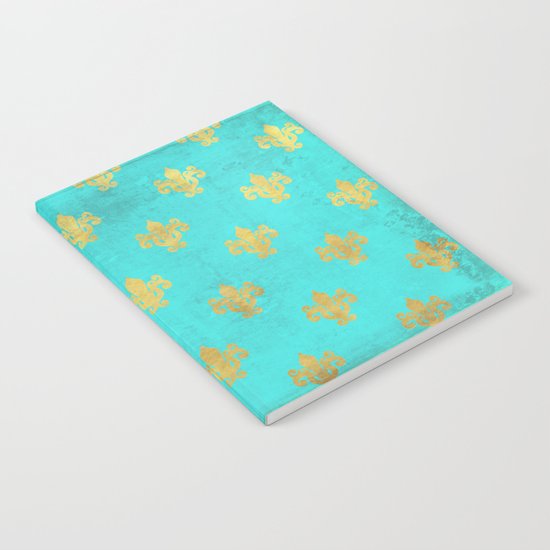 Queenlike on aqua I Gold Heraldry elements on turquoise background Notebook