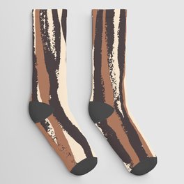 Bohemian Tan Animal Print Stripes of a Wild Cat Socks
