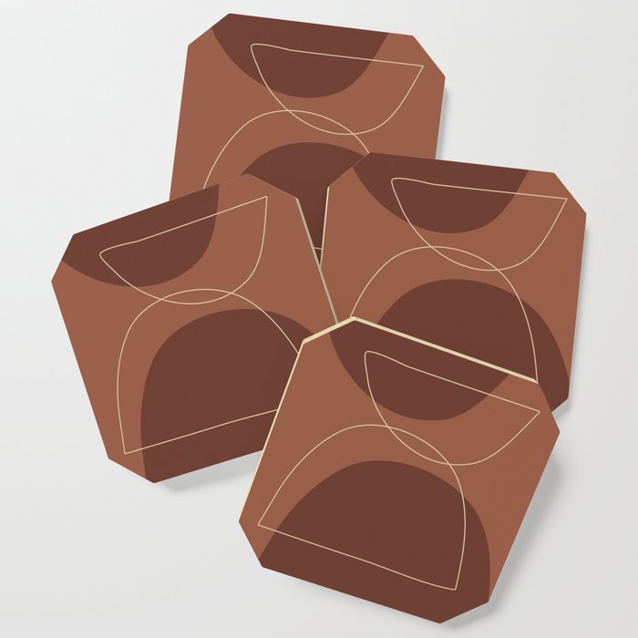 Hand drawn Geometric Lines in Terracotta Shades Coaster