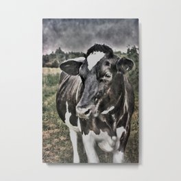 Melancholic Black White Dutch Cow Metal Print | Milkcow, Cow, Blackwhite, Blackwhitecow, Animal, Gunadesign, Dutchcow, Meadow, Livestock, Gunaandersone 