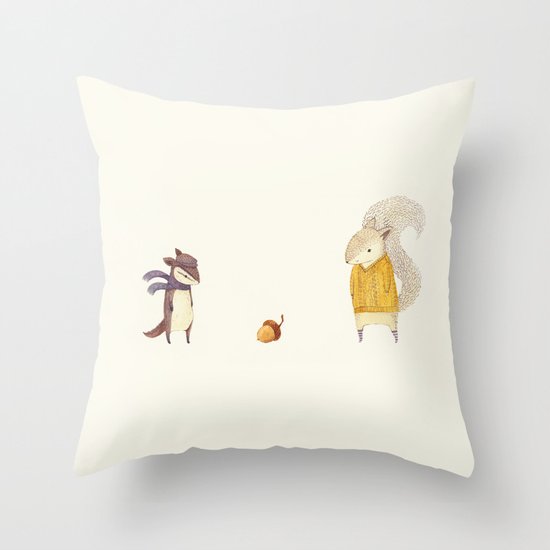 The Last Acorn of Autumn Throw Pillow
