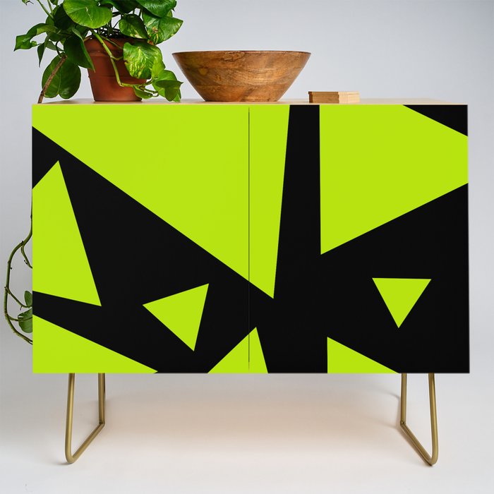 Tri - Lime Green and Black Credenza
