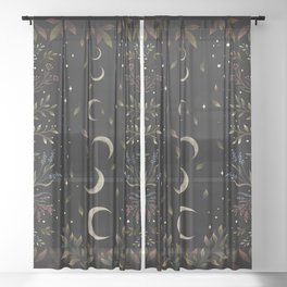 Crescent Moon Garden Sheer Curtain | Fallingleaves, Autumnleaves, Floral, Curated, Moonshine, Moonbeam, Botanical, Boho, Bohemian, Mystical 