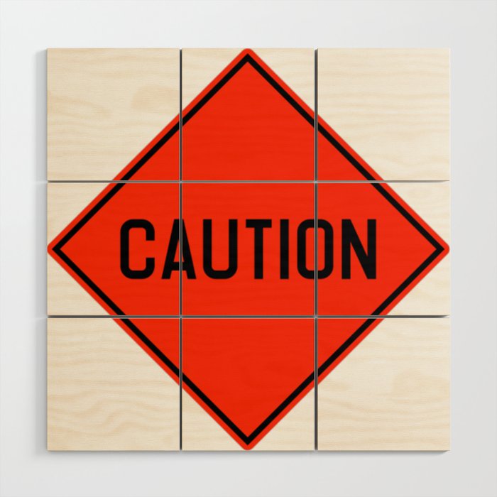 Red Sign Caution Singapore Wood Wall Art