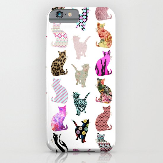 Girly Whimsical Cats aztec floral stripes pattern iPhone & iPod Case