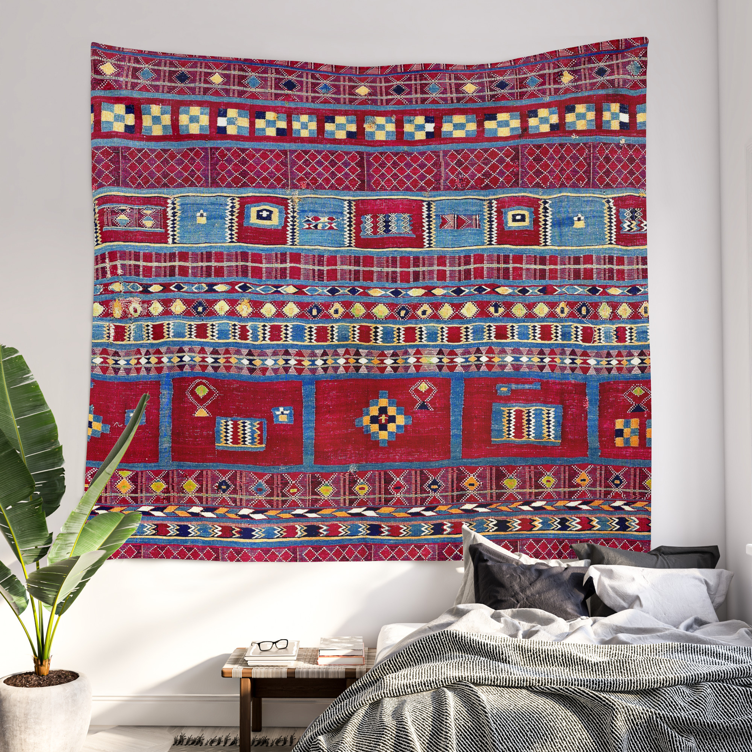 Tapestry Throw Blanket Rugs Ethnic Tribal Cotton Wall Hangings Geometric Indian 