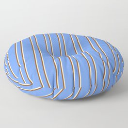 [ Thumbnail: Cornflower Blue, Brown, and Bisque Colored Lines Pattern Floor Pillow ]